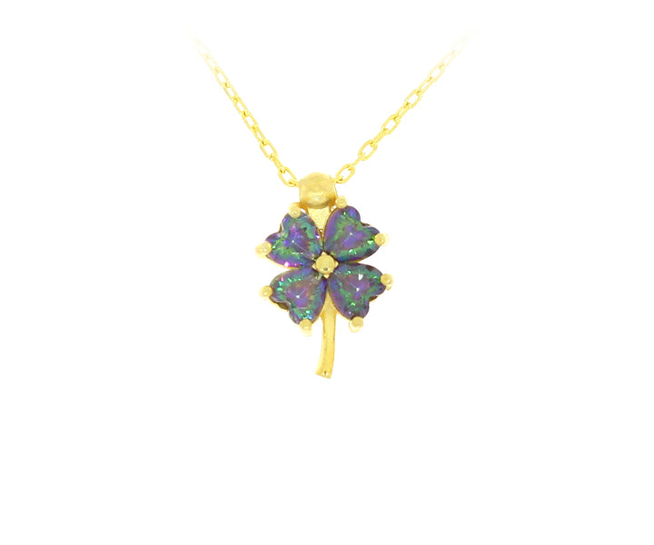 Kette mit Kleeblatt Anhänger Silber (vergoldet)