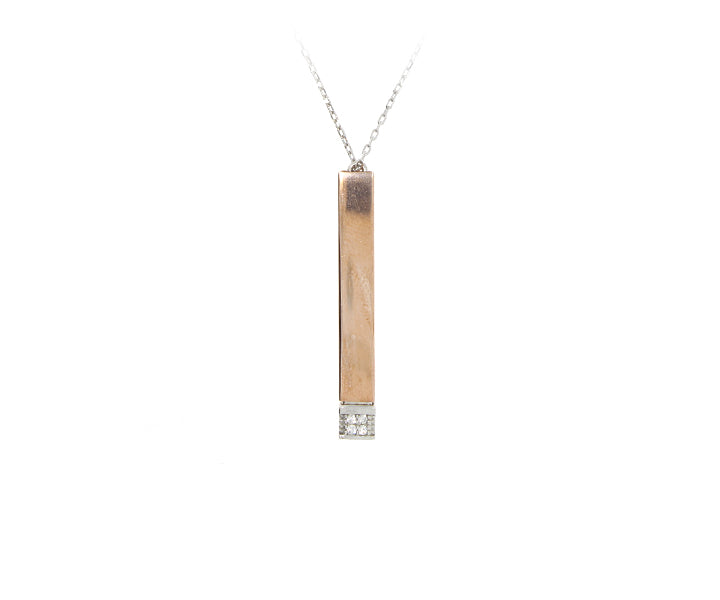 Kette mit versteckter Gravurplatte mit Steinen besetzt Silber/Rose 3,5 cm Hoch