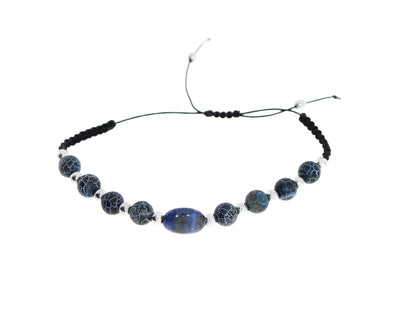 Herrenarmband mit Onyxstein Seilband