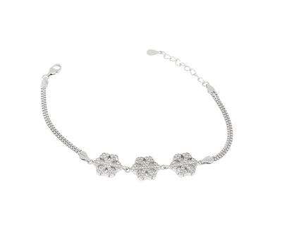 Damenarmband Schneeflocken mit Steinen Silber